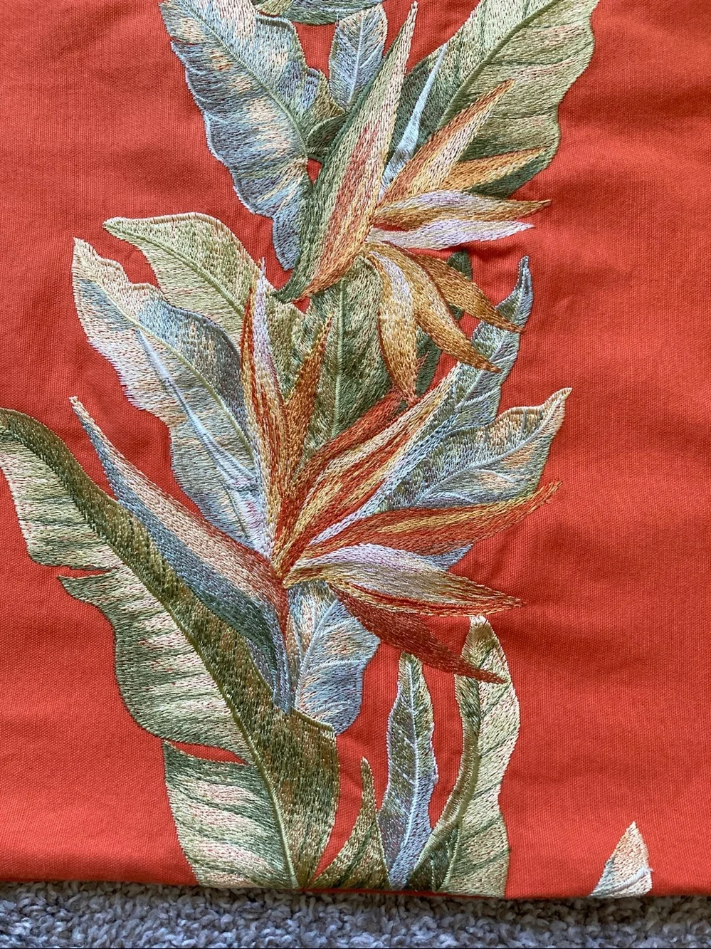 Tommy Bahama Embroidered Birds of Paradise Square pillow sham Coastal Beachhouse